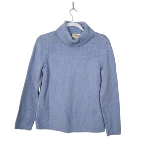 Talbots Women's M Blue Angora Blend Turtleneck Sweater Knit Chunky‎ Casual